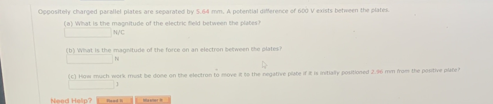 Oppositely charged parallel plates are separated