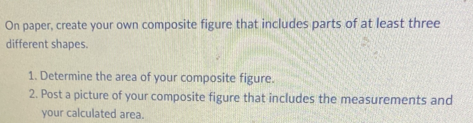 On paper, create your own composite figure that