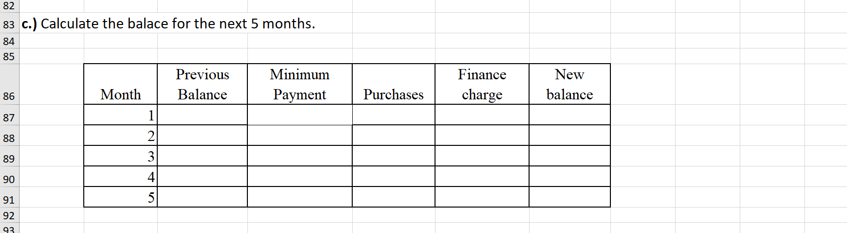 i'm working on credit cards-finance charge and
