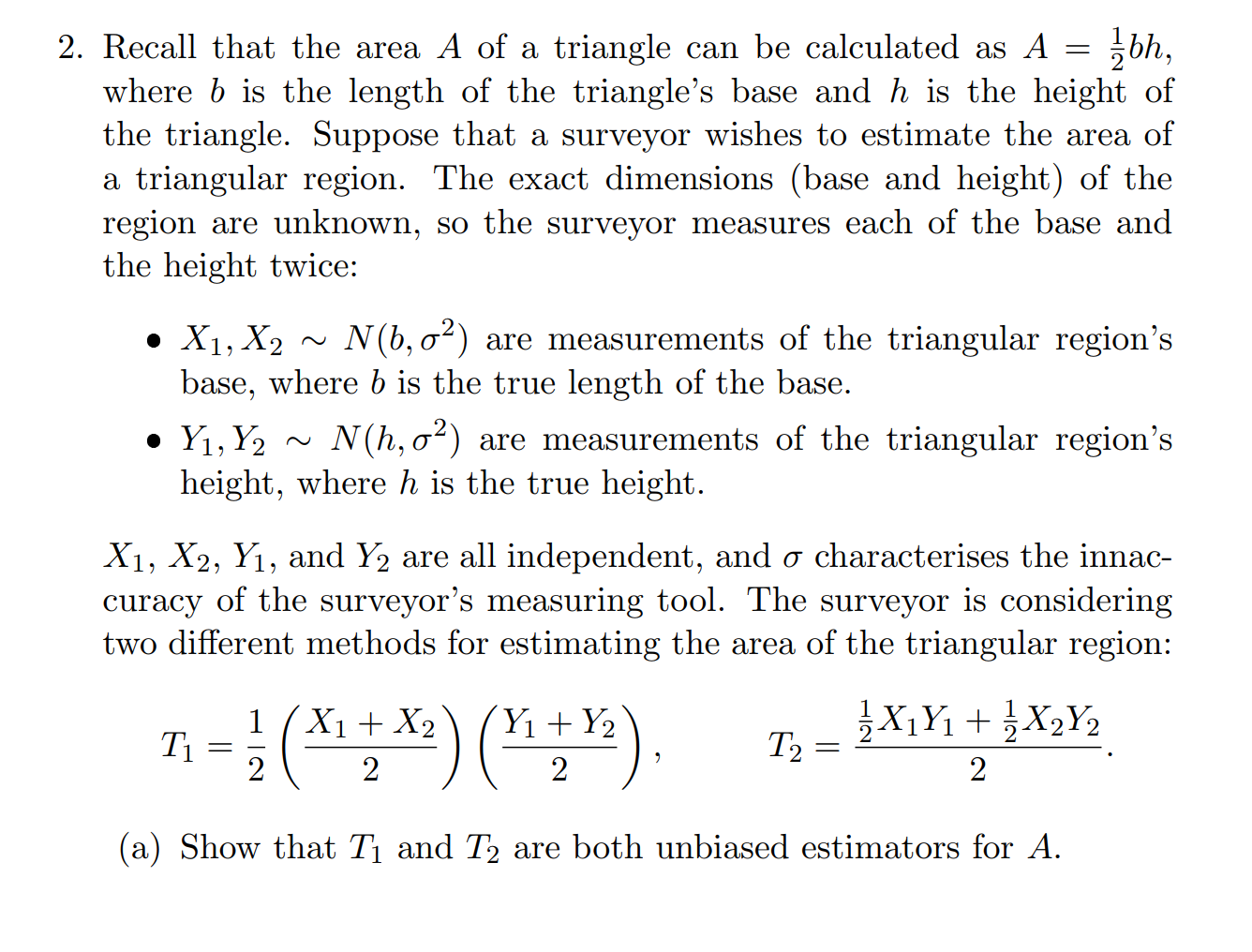 2. Recall that the area A of a triangle can be
