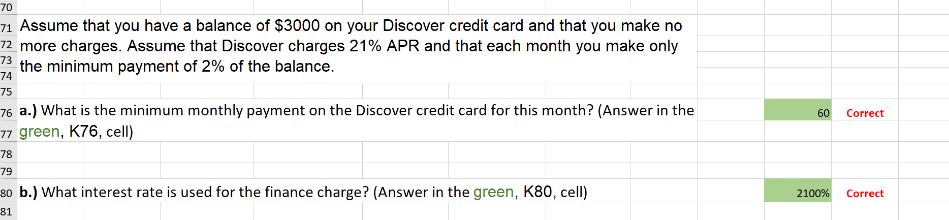 i'm working on credit cards-finance charge and