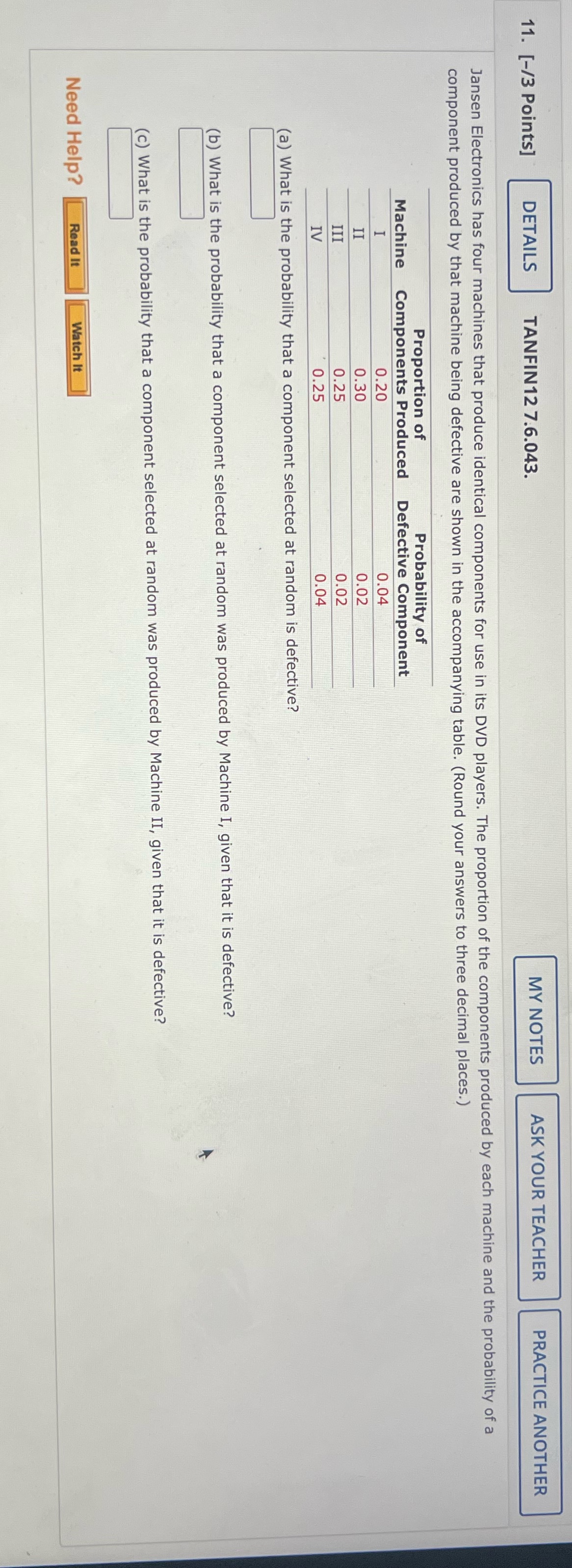 Need help please 11. [-/3 Points] DETAILS TANFIN