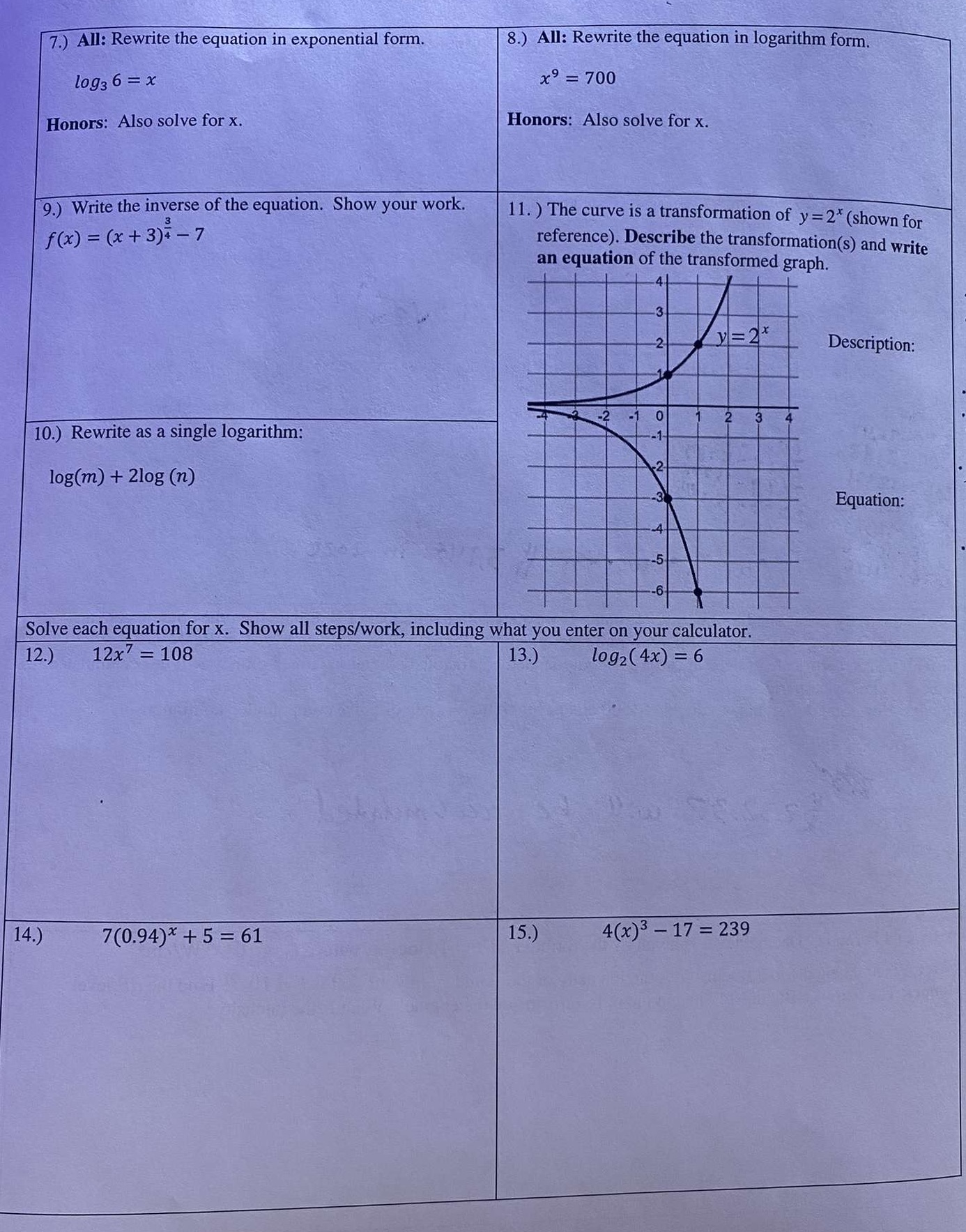 Thank you! 7.) All: Rewrite the equation in