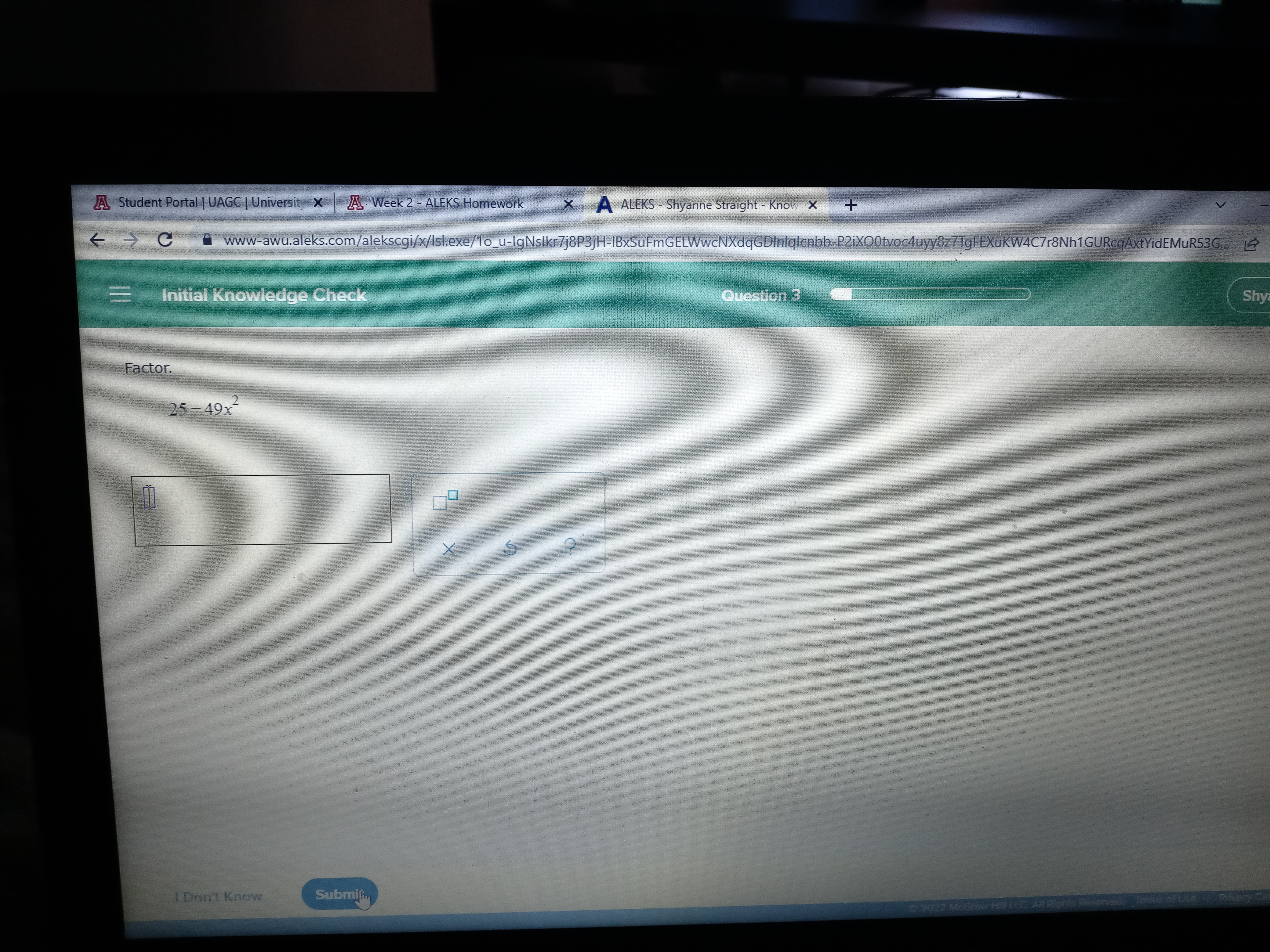 A Student Portal | UAGC | Universit x A Week 2 -