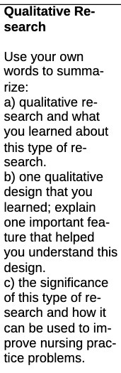 Qualitative Re- search Use your own words to
