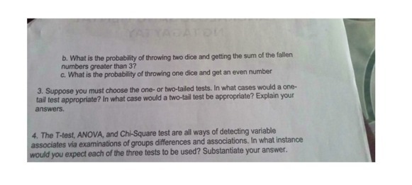 YATYADATOU b. What is the probability of throwing