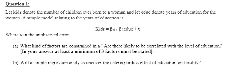 Question 1: Let kids denote the number of