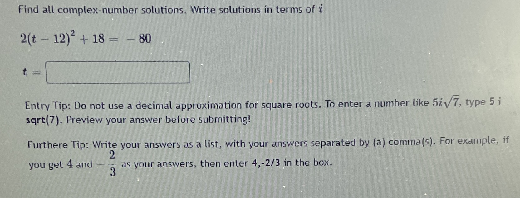 Find all complex-number solutions. Write