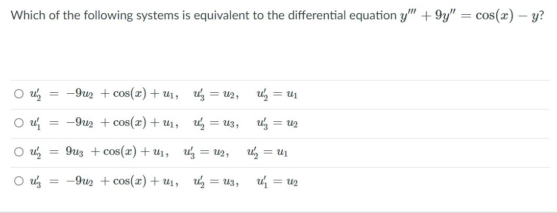 solve the problem Which of the following systems