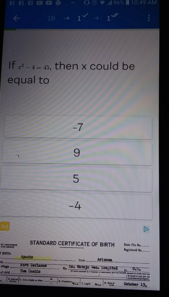 how do I do this DO 0 0 9 96% 10:49 AM 18 If a2