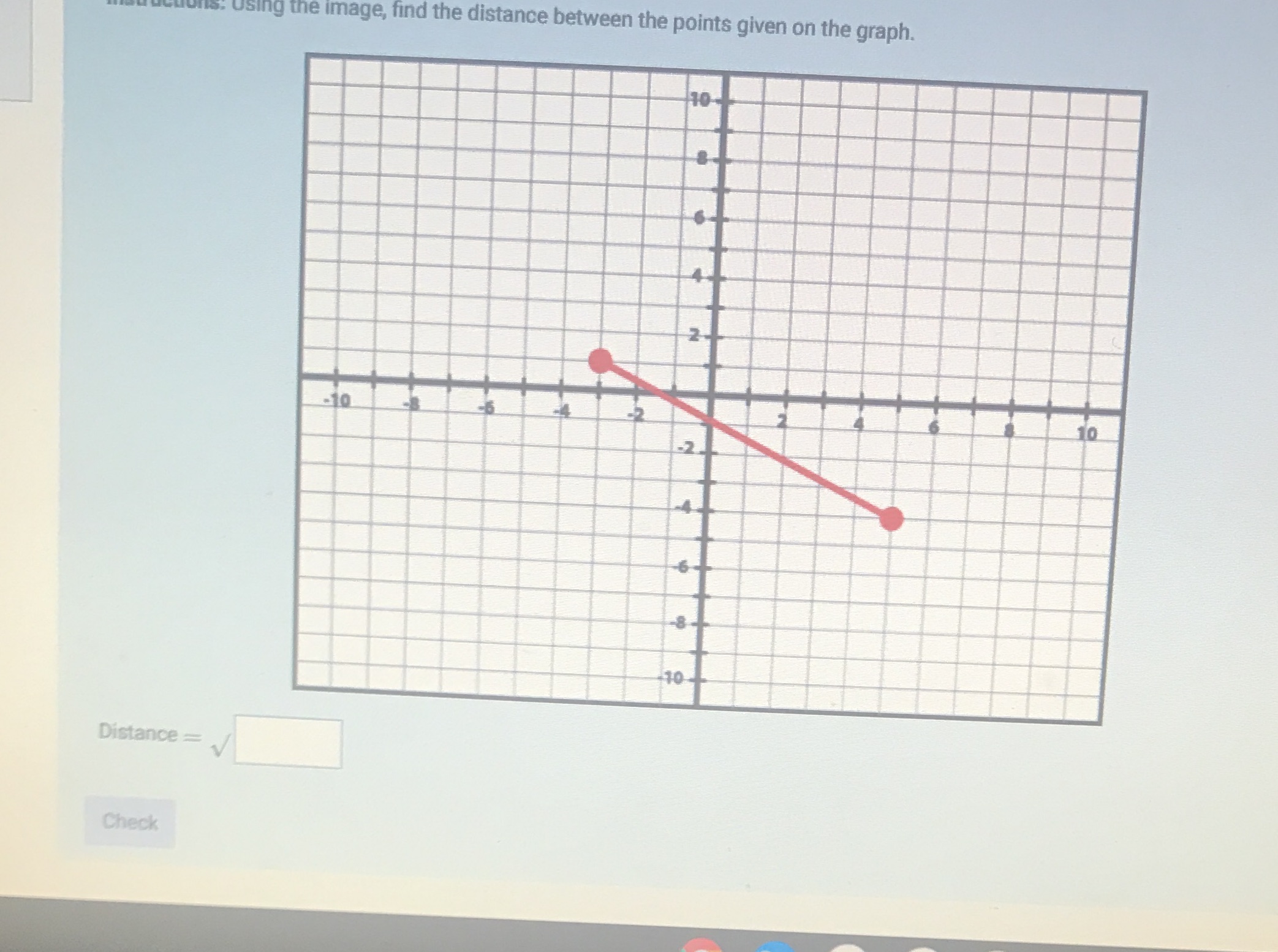  using the image, find the distance between the points given on
