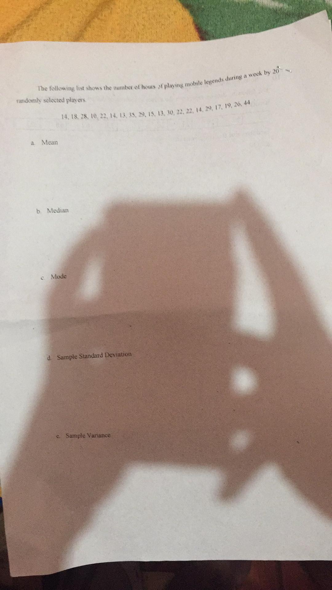 see attach, d0 ur best The following list shows