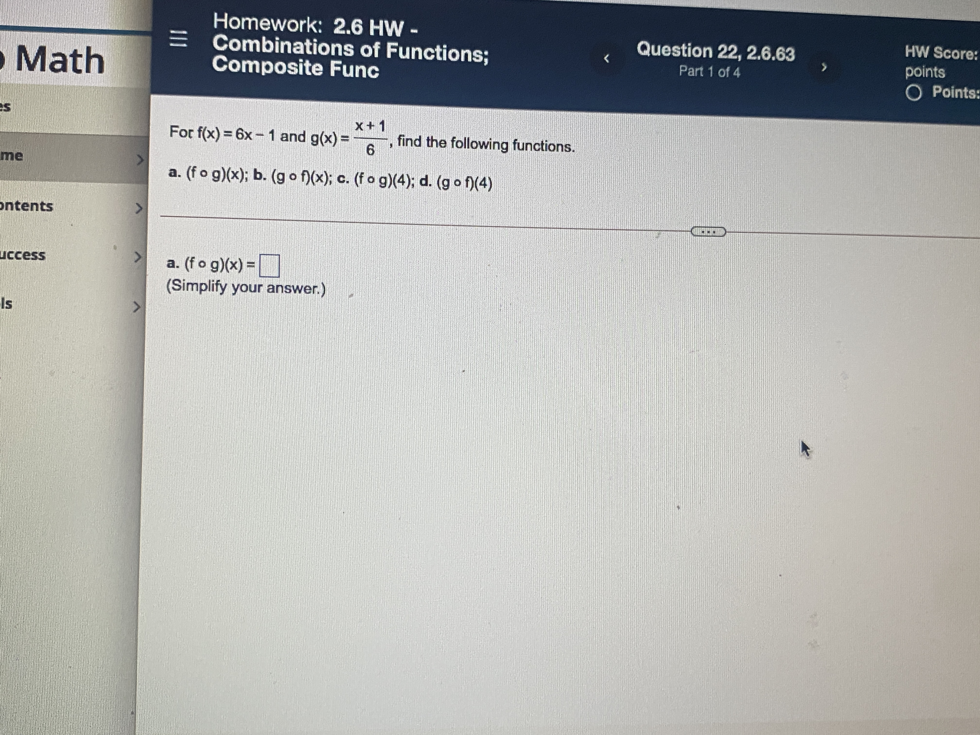 I Homework: 2.6 HW - E Combinations of Functions;