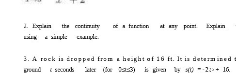 2. Explain the continuity of a function at any