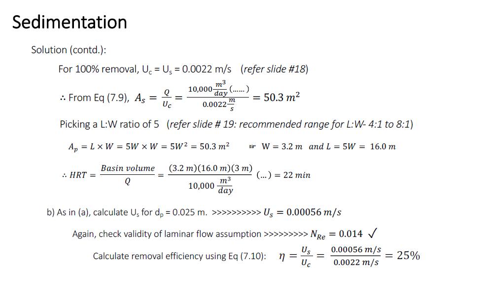 ? Sedimentation Solution (contd.): For 100%