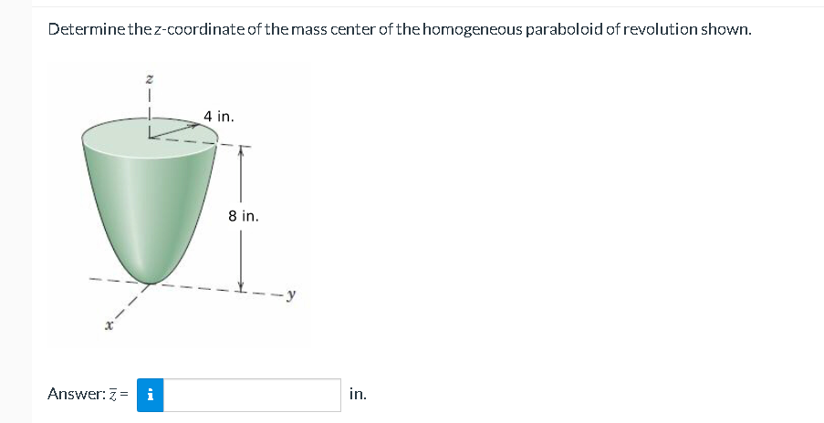 Determine the z-coordinate of the mass center of