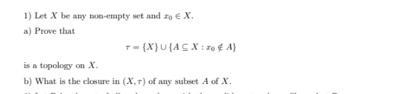 1) Let X be any non-empty set and ro e X. a)