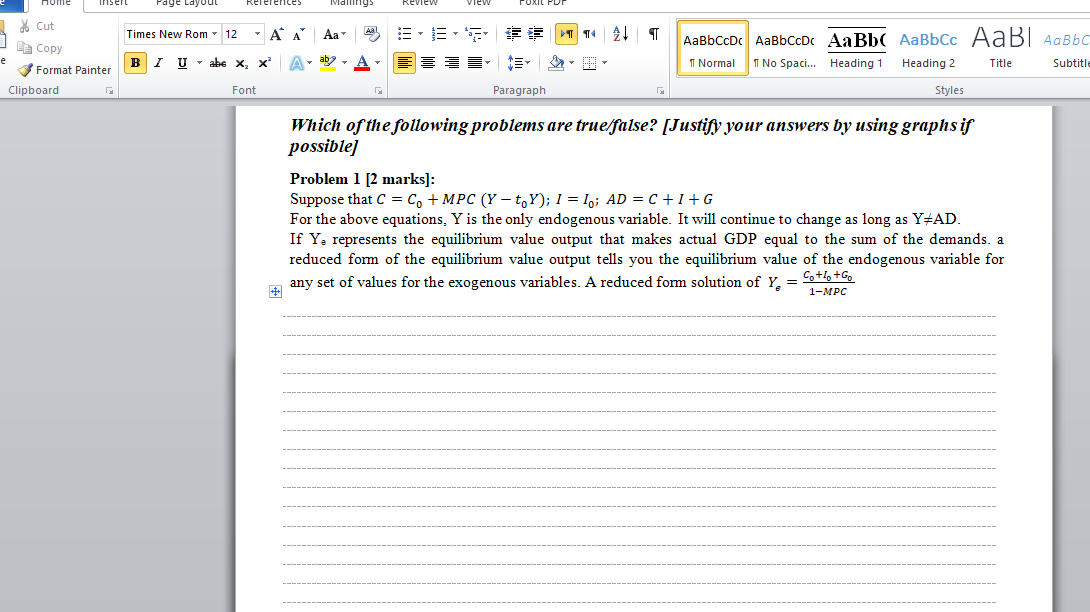 Which of the following problems are true/false?