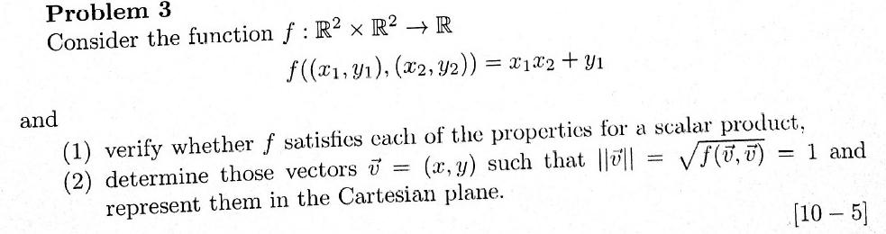Problem 3 Consider the function f : R2 X R2 } R