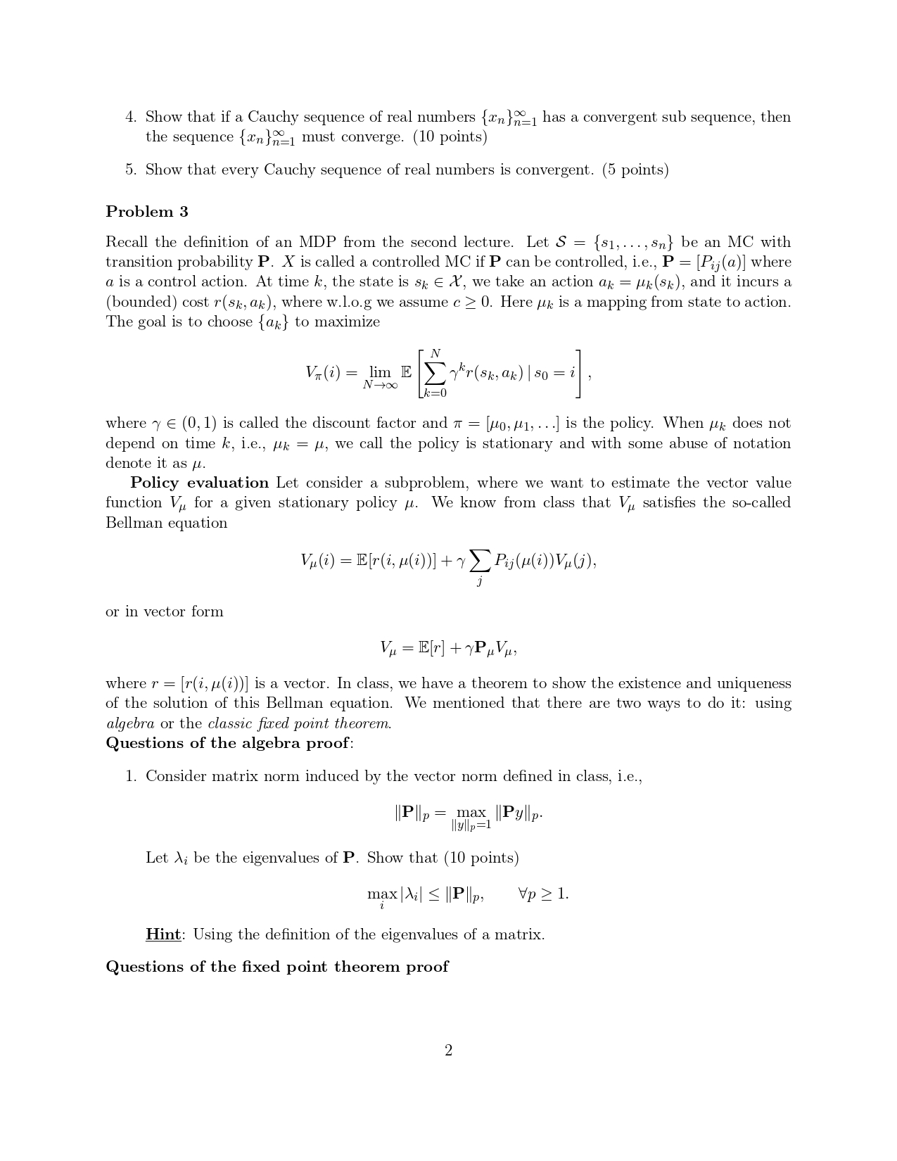 4. Show that if a Cauchy sequence of real numbers