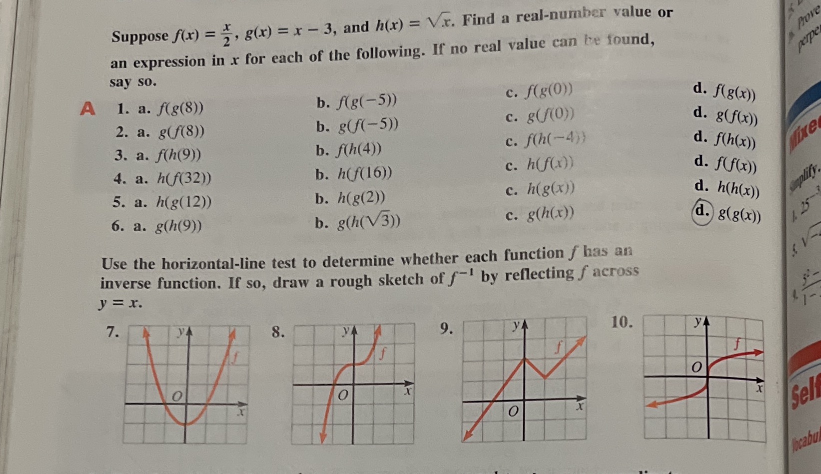 2,4,6,8,10 Suppose f(x) = *, 7, 8(x) = x - 3, and