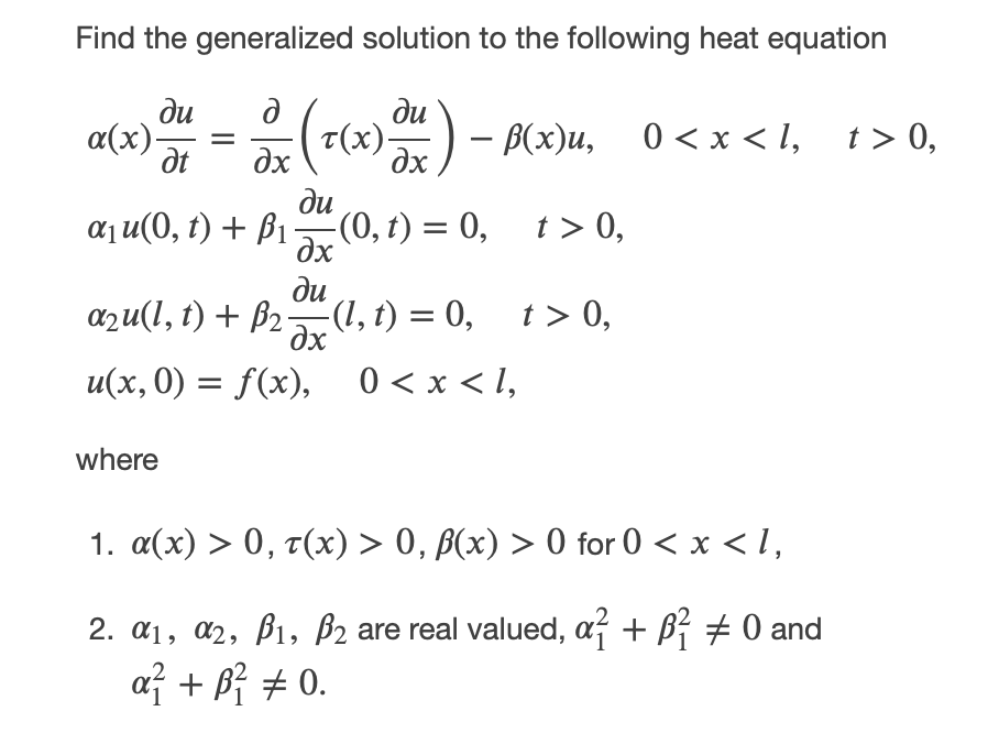 Find the generalized solution to the following