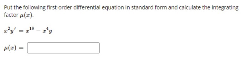 Put the following rst-order differential equation