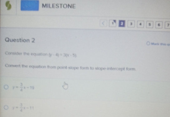 consider the equation (y-4)=3(x-5). Convert the