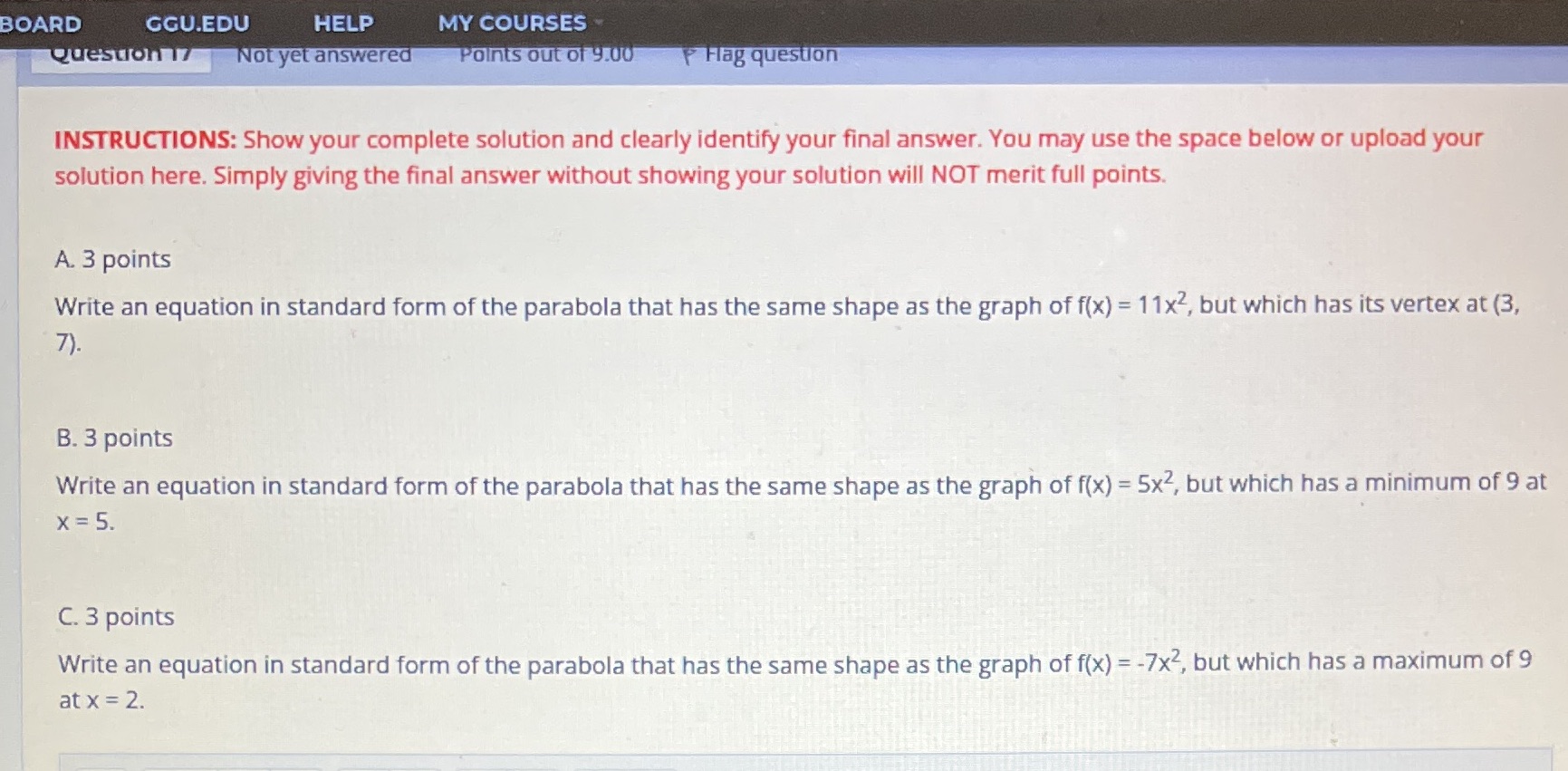 iNS'IRUCONS: Show your complete solution and