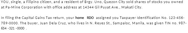 YOU, single, a Filipino citizen, and a resident