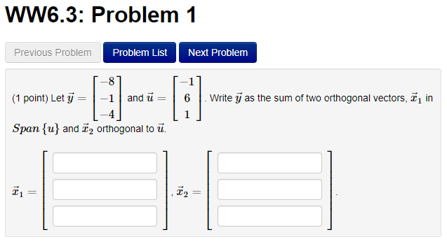 WW6.3: Problem 1 Previous Problem Problem List