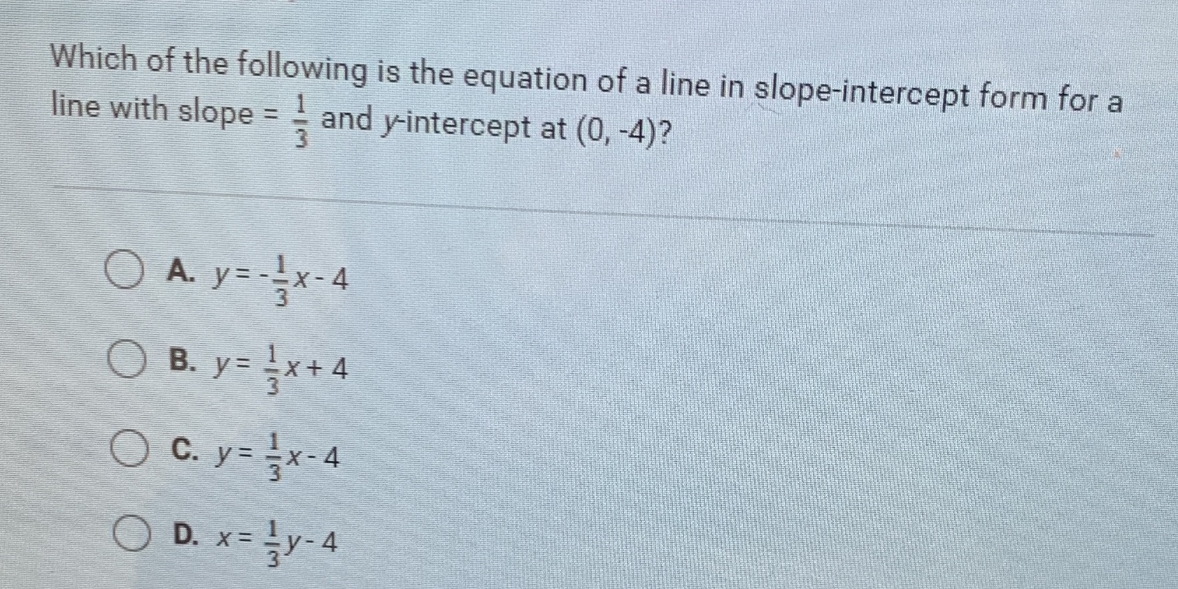 Which of the following is the equation of a line
