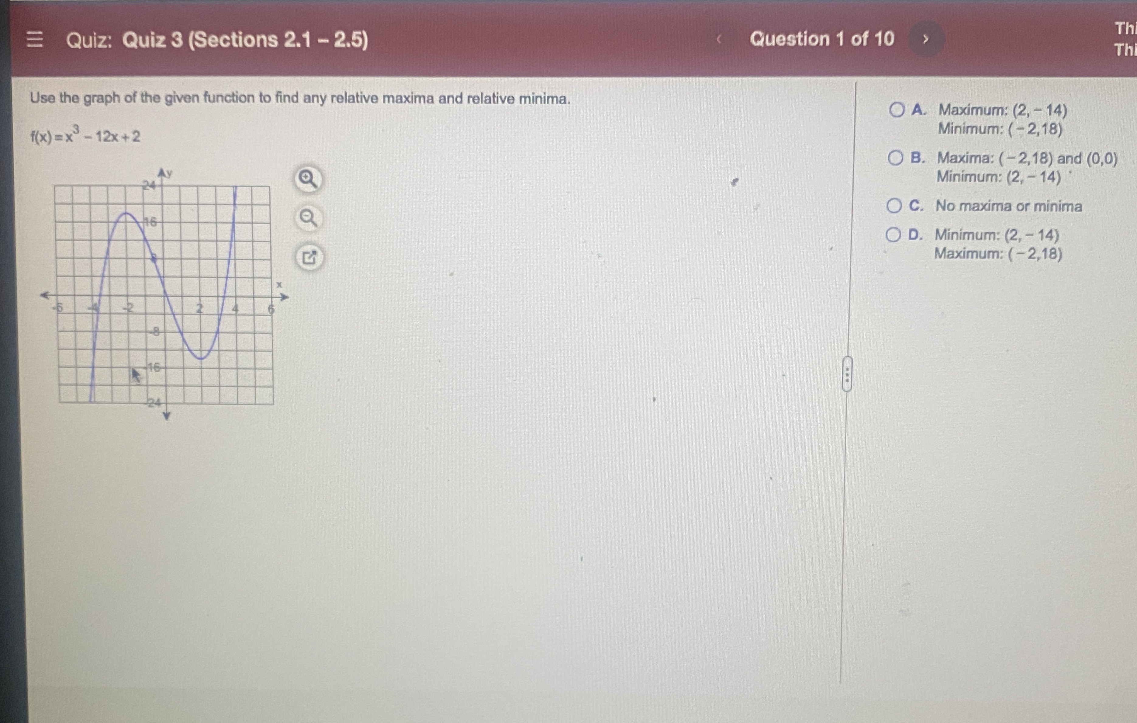 Quiz: Quiz 3 (Sections 2.1 - 2.5) Question 1 of