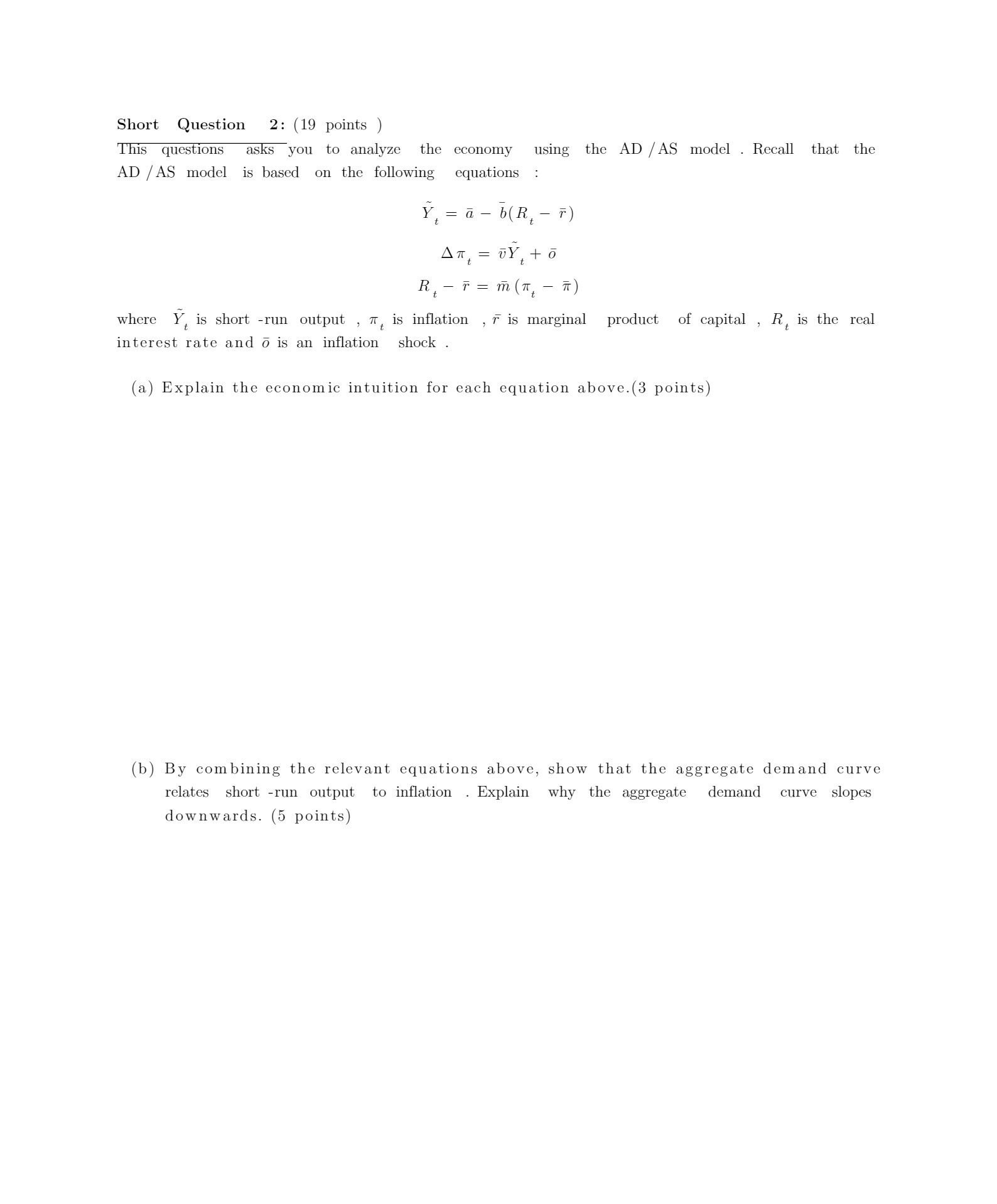 Short Question 2: (19 points ) This questions