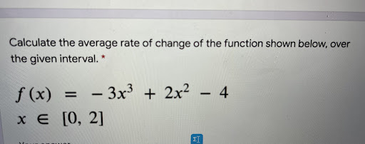 Calculate the average rate of change of the