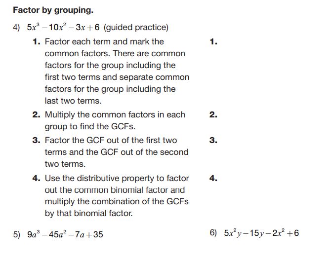 Factor by grouping. 4} 5x3 1I'.'.Ir2 3x+6 [guided
