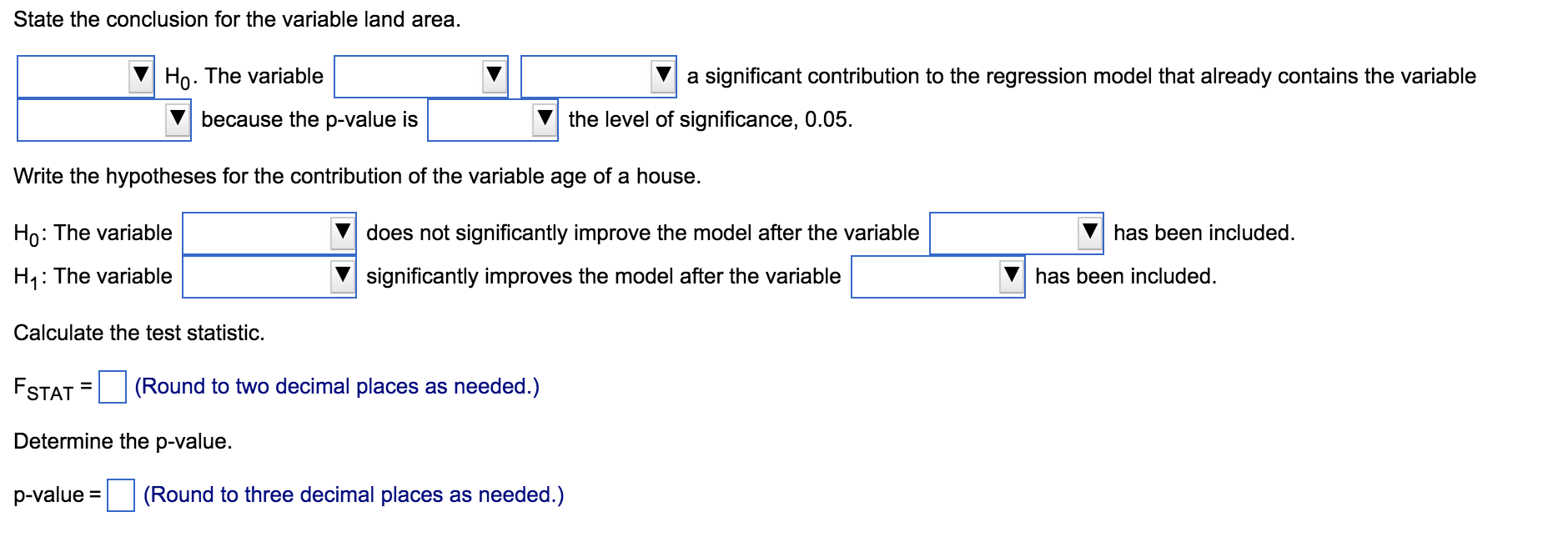 Part of the ANOVA summary table for using land