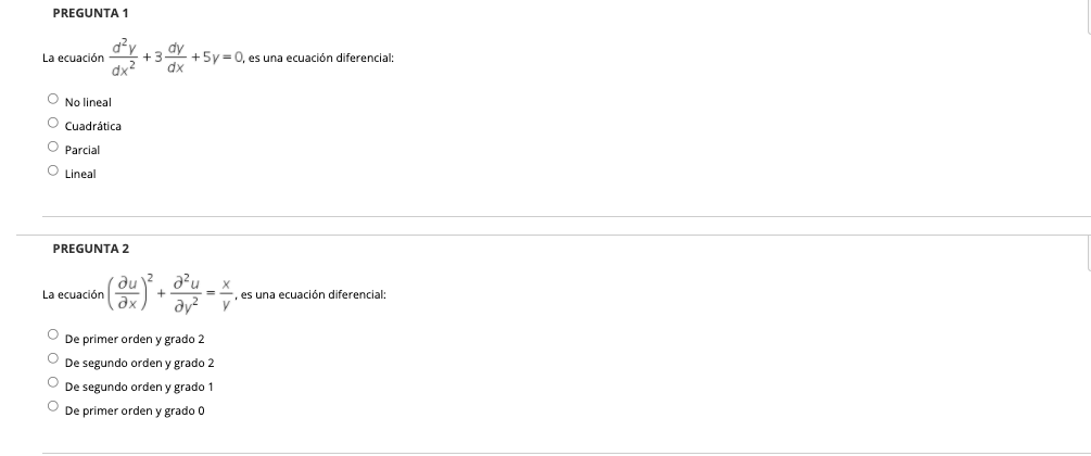 PREGUNTA 1 d'v La ecuacion +3- ay + 5v =0,