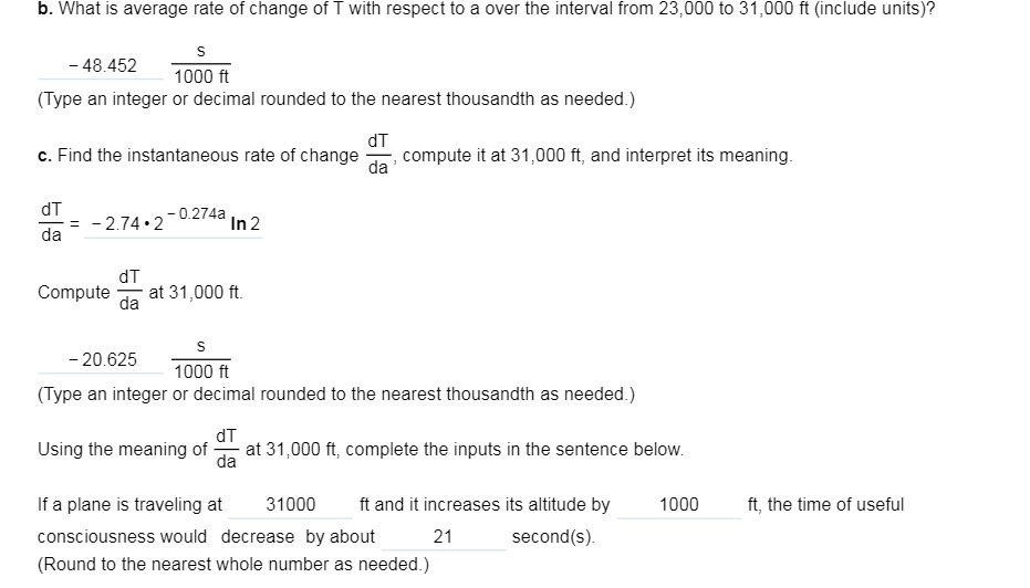 b. What is average rate of change of T with