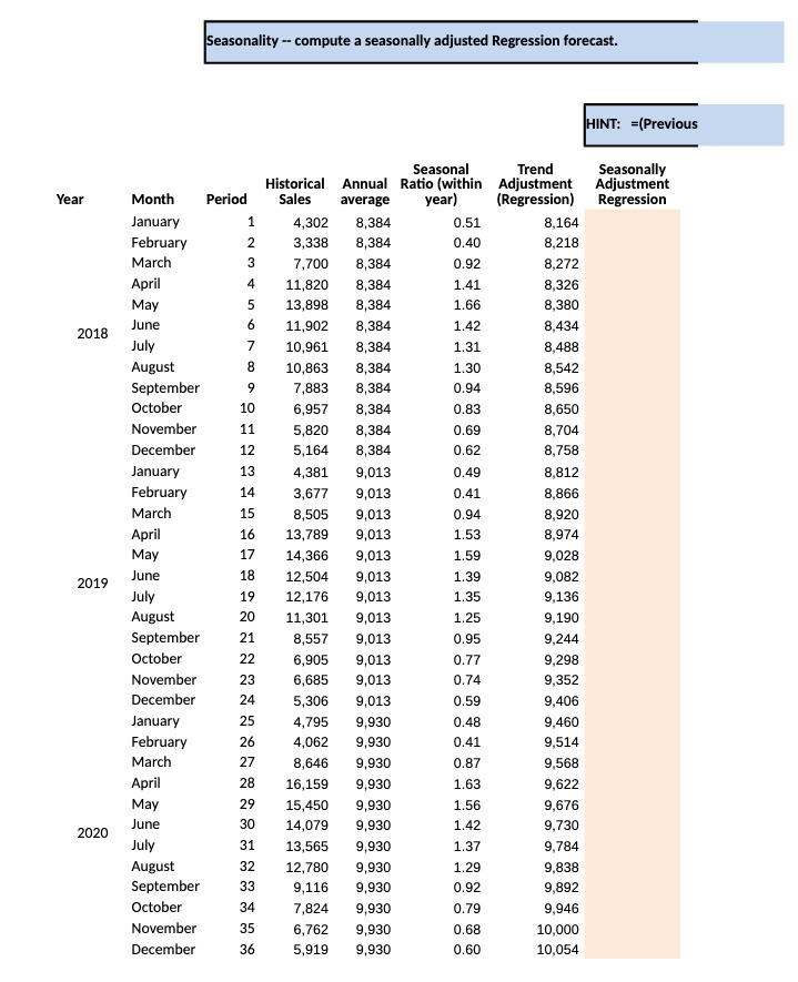 Seasonality -- compute a seasonally adjusted