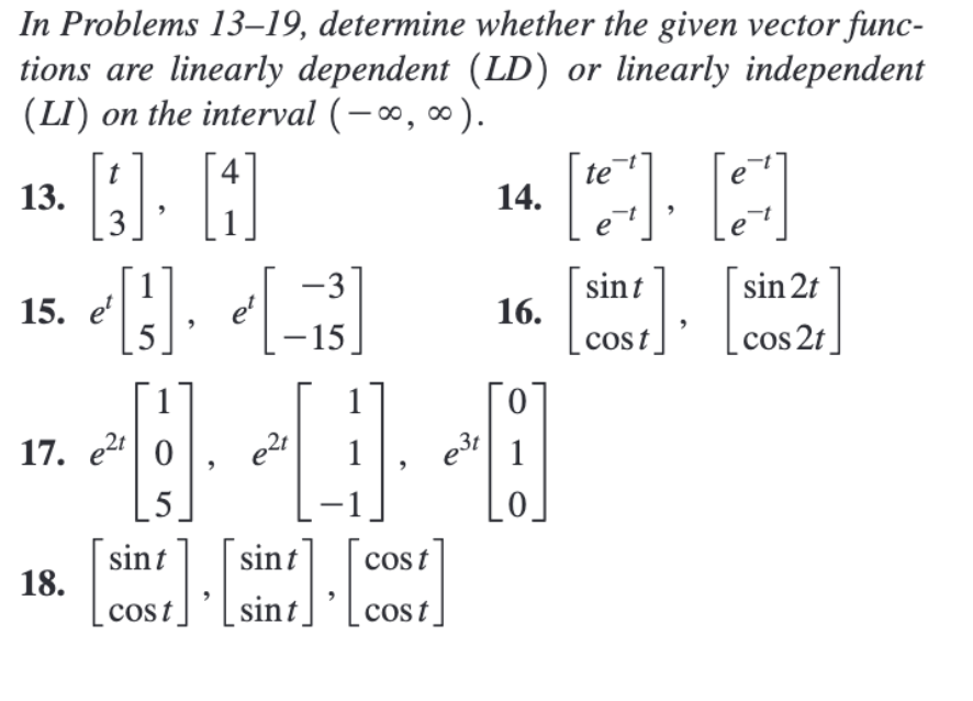 In Problems 13-19, determine whether the given