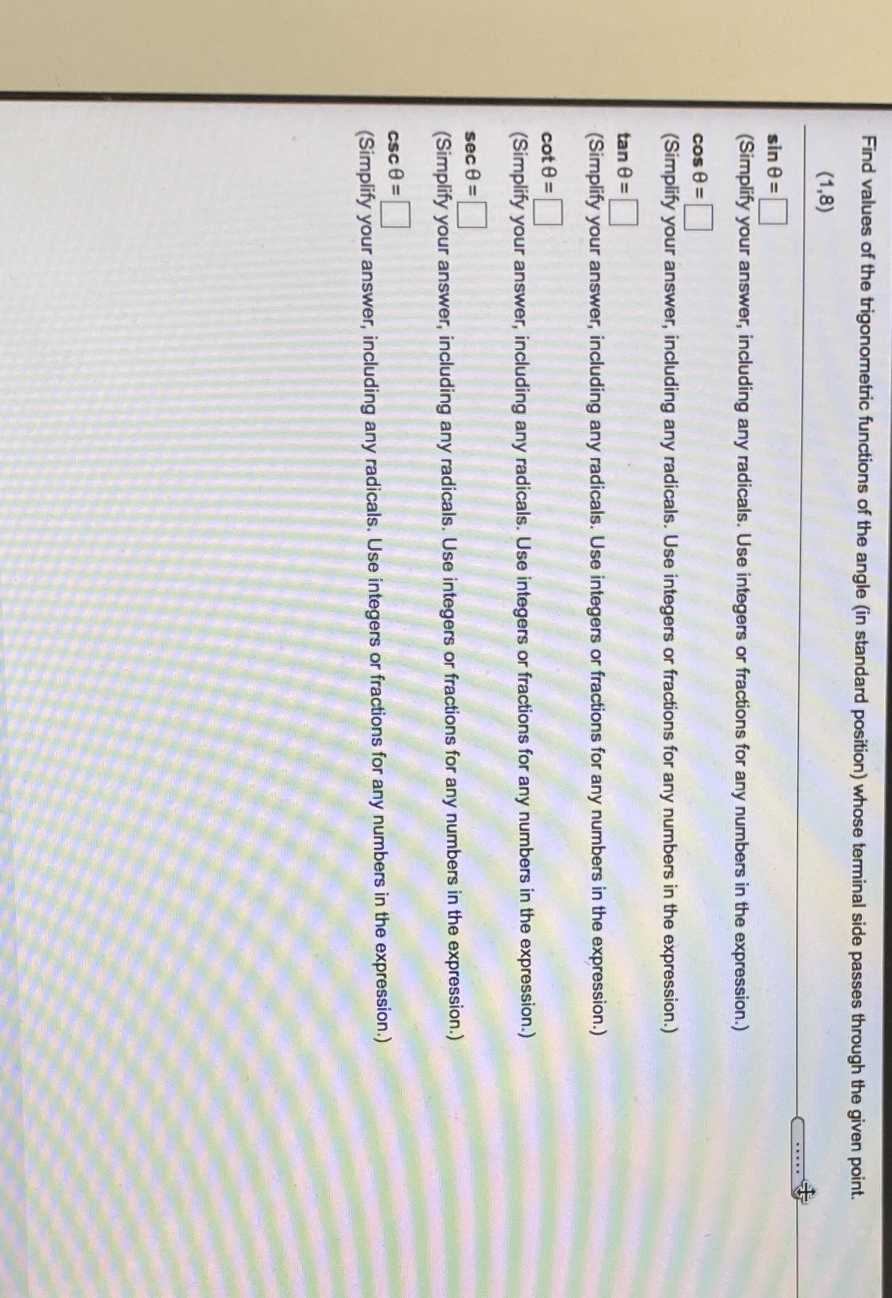 Need help answering this question Find values of