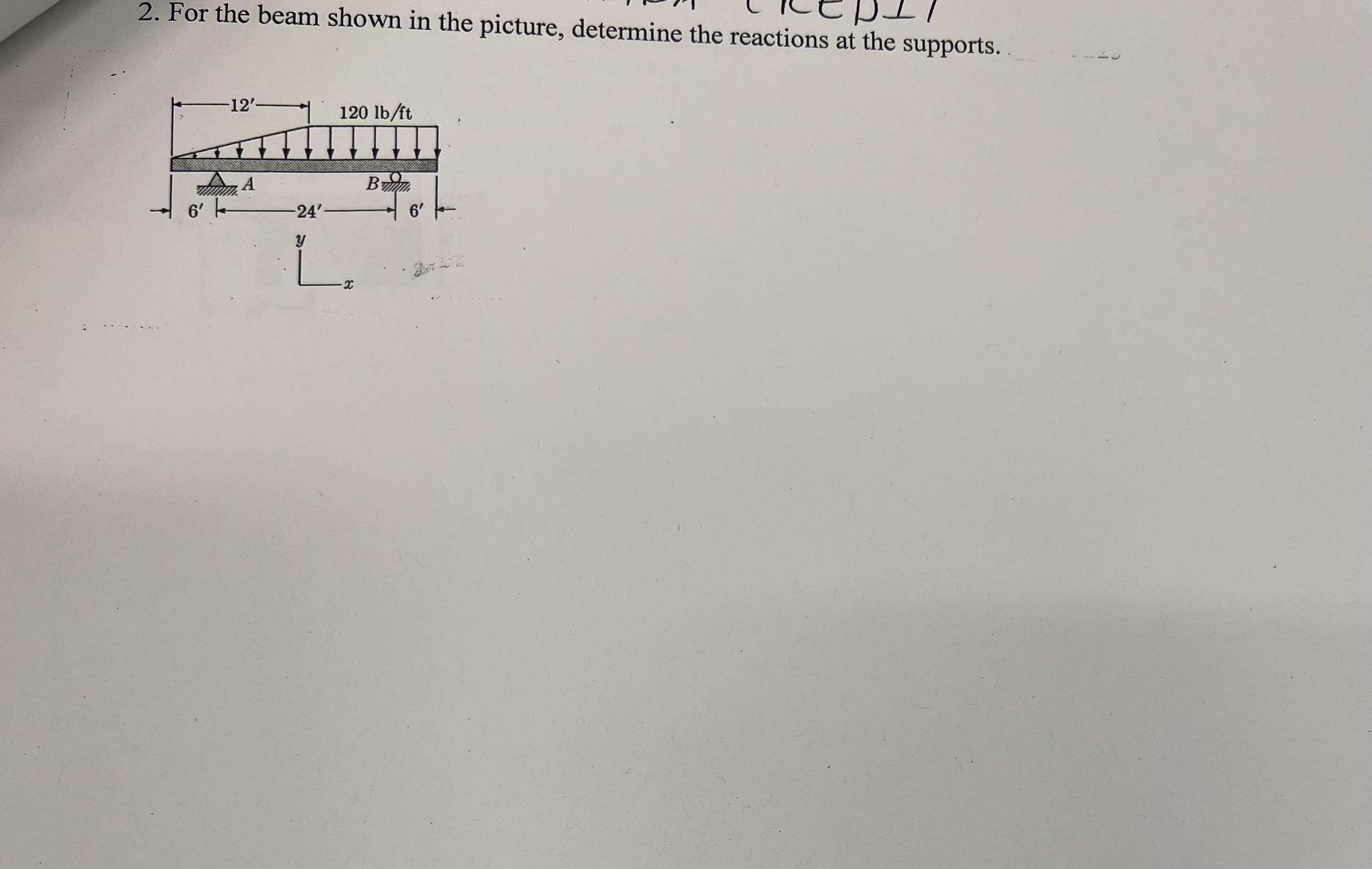 2. For the beam shown in the picture, determine