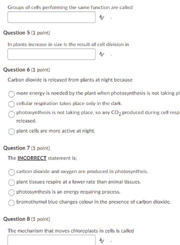 Groups of cells performing the same function are