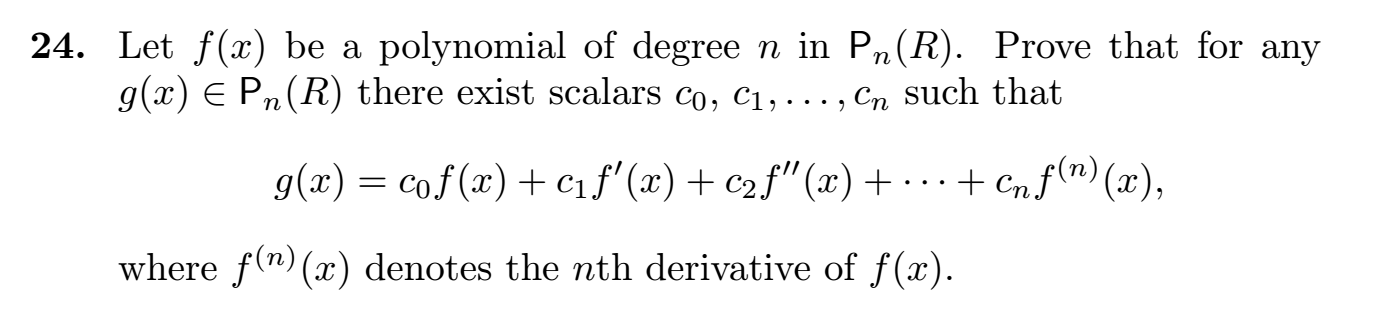 24. Let f(93) be a polynomial of degree n in