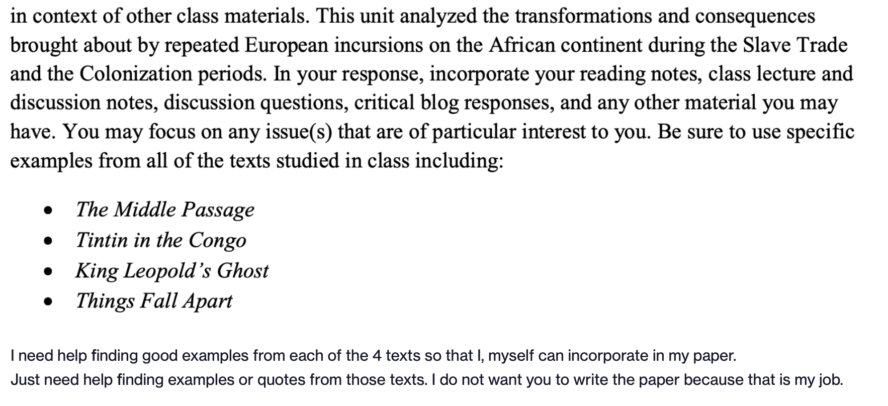 in context of other class materials. This unit