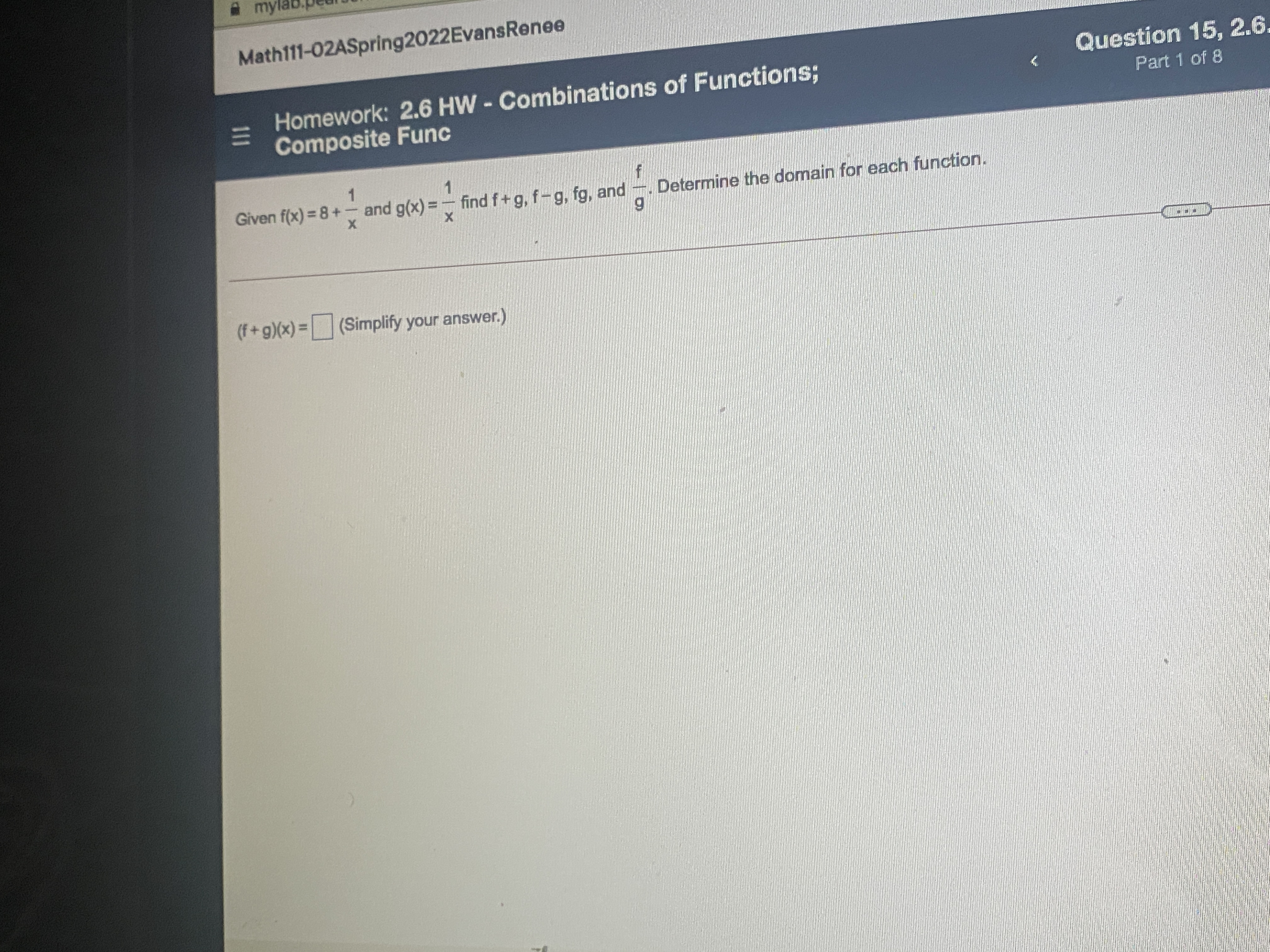 a mylab Math111-02ASpring2022EvansRenee Homework: