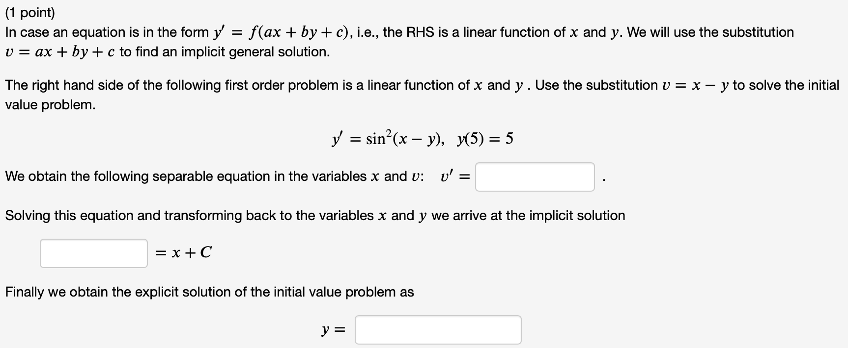 Questions are as follows: (1 point) In case an