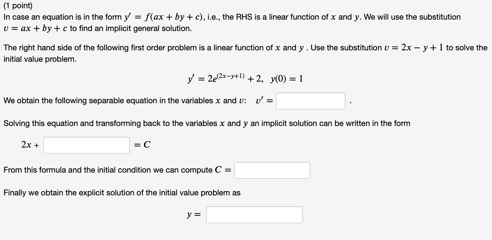 Questions are as follows: (1 point) In case an