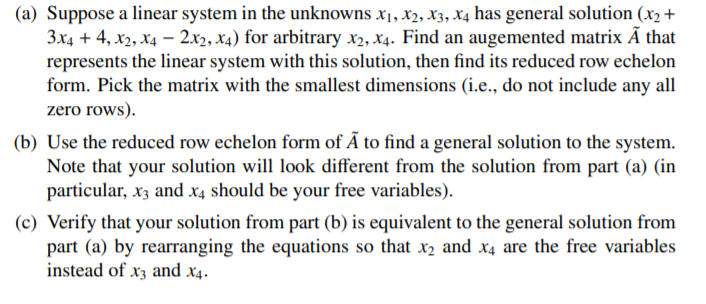 Linear algebra question (a) Suppose a linear